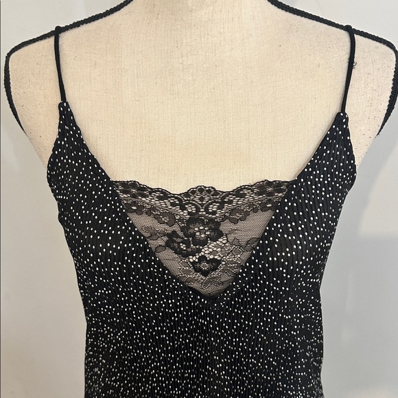 Dynamite Black and White Polka Dot Spaghetti Strap Slip Lace Dress XS - Picture 2 of 6